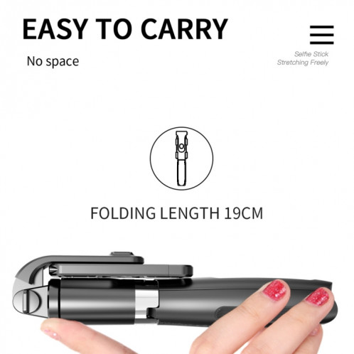 L02 100cm Multi-fonction Réglable Bluetooth Retardateur Pole Trépied Selfie Stick (Noir) SH110B989-010