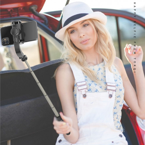 L08 Gimbal réglable Stabiliser Bluetooth Retardateur Pole Trépied Selfie Stick (Blanc) SH111W1185-012