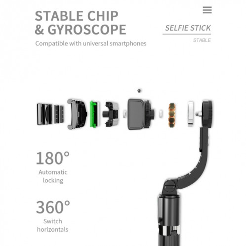 L08 Gimbal réglable Stabiliser Bluetooth Retardateur Pole Trépied Selfie Stick (Blanc) SH111W1185-012