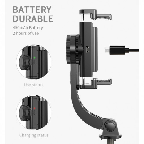 L08 Gimbal réglable Stabiliser Bluetooth Retardateur Pole Trépied Selfie Stick (Blanc) SH111W1185-012