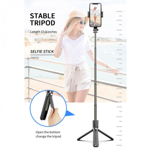 L08 Gimbal réglable Stabiliser Bluetooth Retardateur Pole Trépied Selfie Stick (Blanc) SH111W1185-012
