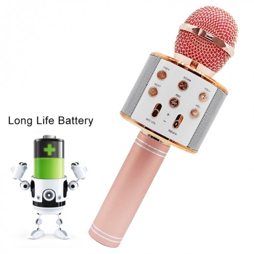 WS-858 Métal Haute Qualité Sonore KTV Karaoke D'enregistrement de poche Bluetooth Sans Fil Microphone, pour Ordinateur Portable, PC, Haut-Parleur, Casque, iPad, iPhone, Galaxy, Huawei, Xiaomi, LG, HTC et autres SH698B574-012