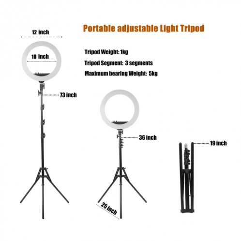 MANTOO RL-12 II 100-240V 28W 12 pouces éclairage de remplissage annulaire à intensité variable bicolore avec trépied SM36901124-014