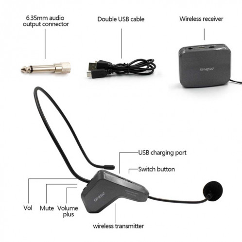 ASiNG WM01 2.4GHz Microphone sans fil de transmission électronique de transmission audio, Distance de transmission: 20-30m SA8043834-09