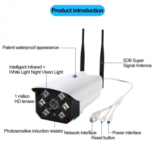 J-06 intérieur et extérieur sans fil caméra IP IR 1.0MP, vision nocturne infrarouge de soutien / détection de mouvement / carte TF (64 Go maximum), distance IR: 50 m SH0060231-015