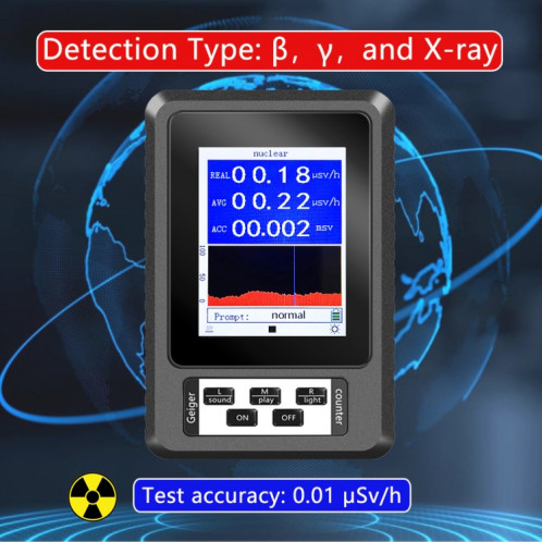 Détecteur de rayonnement nucléaire d'affichage numérique XR1-B SH01471011-07