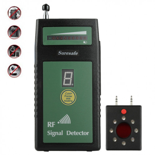 Suresafe SH-055U8LP Détecteur de caméra à détecteur de signal RF à seuil automatique avec 8 LED, fréquence de détection: 50 MHz-6,0 GHz, prise US / EU / UK, AC 100-240V SH11011305-09