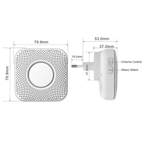 Sonnette sans fil intelligente PJ-16 avec volume réglable à 8 niveaux et 36 sonneries SH561516-012