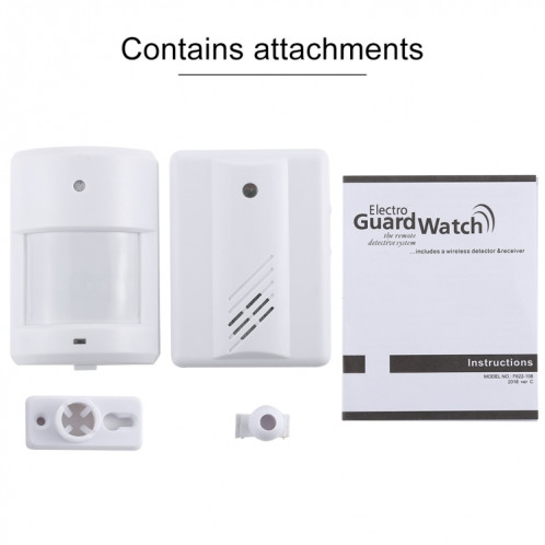 F622-108 Version améliorée Good Safe Wireless Electro Guard Watch Kit de système de détection à distance pour le bureau à domicile, 1 x récepteur + 1 x détecteur SH56901783-011