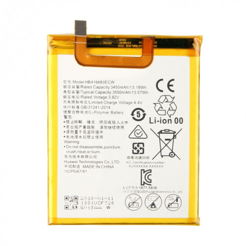 Batterie Li-Polymère HB416683ECW 3450mAh pour Huawei Nexus 6 / H1511 / H151 SH0104166-04