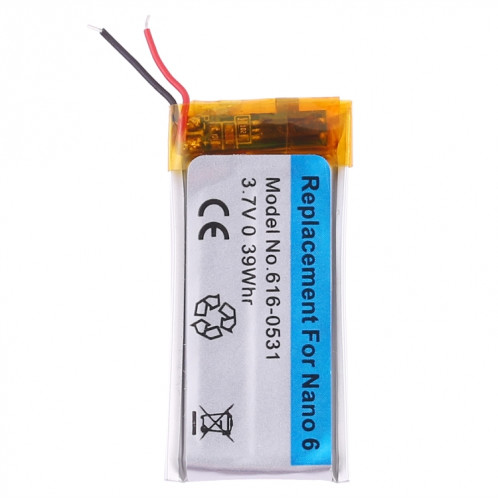 Batterie Li-Polymère de remplacement 3,7V 0,39Whr rechargeable pour iPod nano 6 SH013335-07