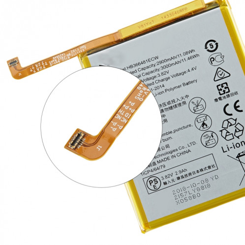 3000mAh HB366481ECW LI-POLYMER DE REMPLACEMENT DE BATTERIE POUR HUAWEI P20 LITE / P10 LITE / NOVA 3E / HONNEUR 9 LITE / HONNEUR 9I / HONE V9 Ecouter / P8 Lite 2017 / Y6 II SH0423615-04