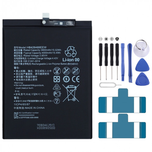 4000mah HB426489eEW Li-Polymer Batterie Remplacement de la batterie pour Huawei Profitez de 10S / Y8P / P Smart S / Honor Jouer 4T / Honor Play 4T Pro SH04261757-04
