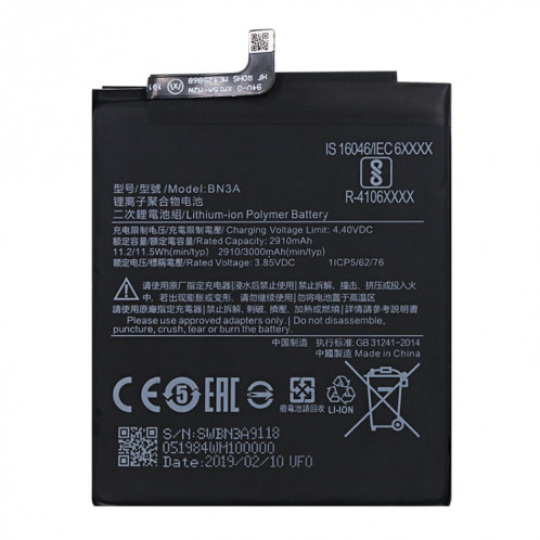 Batterie Li-Polymère BN3A 2910mAh pour Xiaomi Mi Play / Redmi Go SH122919-04