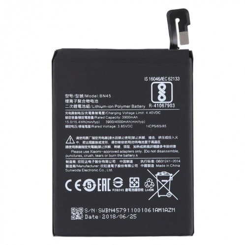 Batterie Li-Polymer BN45 3900mAh pour Xiaomi Redmi Note 5 SH3546897-05