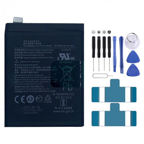 Batterie de polymère Li-ion 4320MAH BLP761 pour OnePlus 8 SH98741313-03