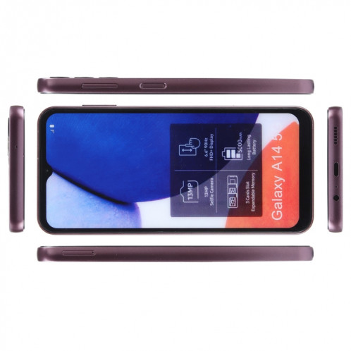 Pour Samsung Galaxy A14 5G écran couleur faux modèle d'affichage factice non fonctionnel (rouge foncé) SH905A1243-07