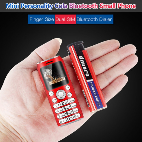Mini téléphone mobile Satrend K8, 1,0 pouce, casque de numérotation Bluetooth mains libres, musique MP3, double SIM, réseau: 2G (bleu) SH295L1416-017
