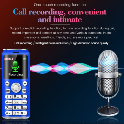 Mini téléphone mobile Satrend K8, 1,0 pouce, casque de numérotation Bluetooth mains libres, musique MP3, double SIM, réseau: 2G (blanc) SH295W351-017