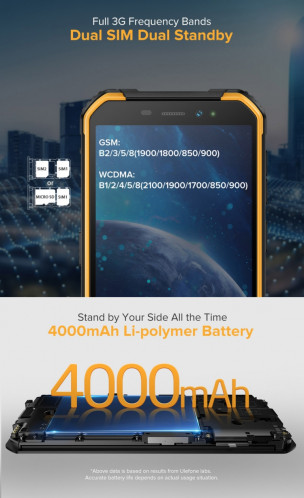  Téléphone robuste Ulefone Armor X6, 2 Go + 16 Go, IP68 / IP69K étanche à la poussière, antichoc, identification du visage, batterie 4000mAh, 5,0 pouces Android 9.0 MTK6580A / W Quad Core jusqu'à 1,3 SU386E1472-030