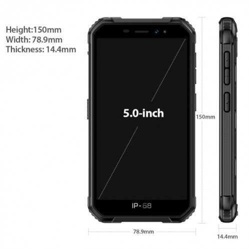 Téléphone robuste Ulefone Armor X6, 2 Go + 16 Go, IP68 / IP69K étanche à la poussière, antichoc, identification du visage, batterie 4000mAh, 5,0 pouces Android 9.0 MTK6580A / W Quad Core jusqu'à 1,3 SU386E1472-030
