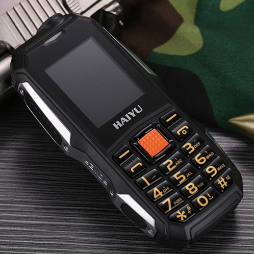Haiyu H1 Téléphone aîné triple éprouvant triple, Pause antichoc adhésif étanche, batterie 2800mAh, 21 touches, lampe de poche LED, FM, Dual Sim (Noir) SH484B111-09