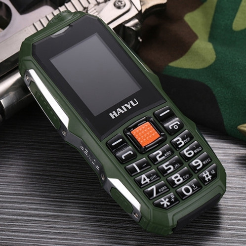 Haiyu H1 Téléphone aîné triple éprouvant triple, Pays anti-antichoculation imperméable, batterie 2800mAh, 21 touches, lampe de poche LED, FM, Dual Sim (Vert) SH484G840-09