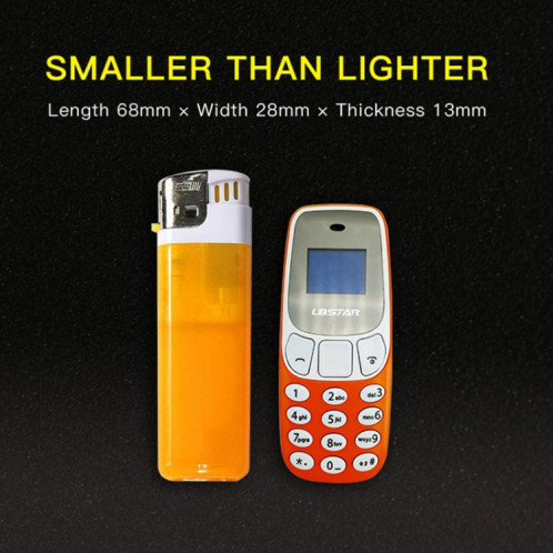 GTStar BM10 Mini Téléphone portable, Mains Libres Bluetooth Dialer Headphone, MP3 Music, Double SIM, Réseau: 2G (Orange) SG674E478-08
