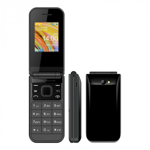 Uniwa F2720 Flip téléphone, 1,77 pouce, SC6531E, support Bluetooth, FM, GSM, Dual Sim (Noir) SU687B1682-09