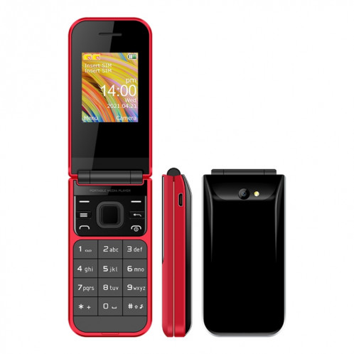 Uniwa F2720 Flip téléphone, 1,77 pouce, SC6531E, support Bluetooth, FM, GSM, Dual SIM (rouge) SU687R1010-09