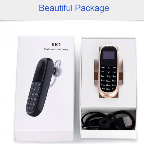 AIEK KK1 Mini Téléphone portable, Clavier anglais, Casque mains libres Bluetooth Dialer, MTK6261DA, Anti-Perdu, Carte SIM unique, Réseau: 2G (Noir) SA913B165-016