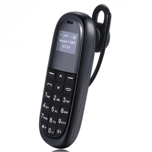 AIEK KK1 Mini Téléphone portable, Clavier anglais, Casque mains libres Bluetooth Dialer, MTK6261DA, Anti-Perdu, Carte SIM unique, Réseau: 2G (Noir) SA913B165-016