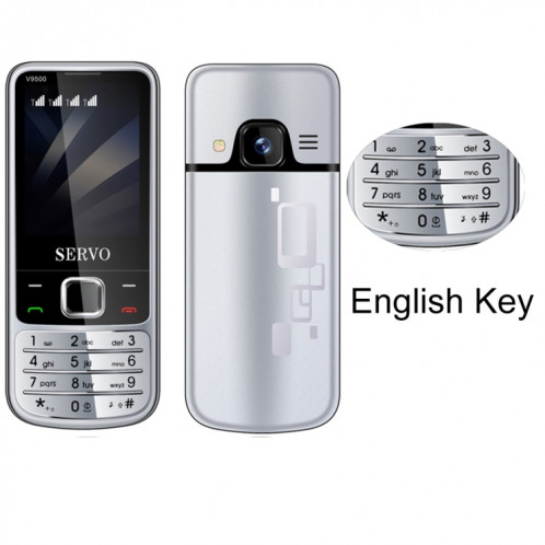 Servo V9500 téléphone portable, clé anglaise, 2,4 pouces, SPREDTRUM SC6531CA, 21 touches, support Bluetooth, FM, Son magique, lampe de poche, GSM, Quad SIM (argent) SS056S41-014