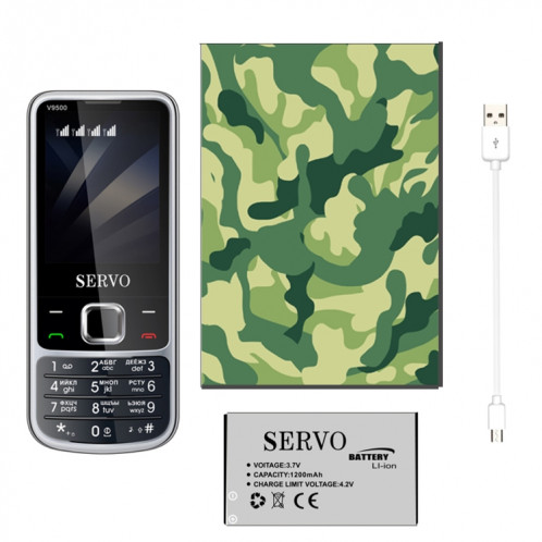 Servo V9500 téléphone portable, clé anglaise, 2,4 pouces, SPREDTRUM SC6531CA, 21 touches, support Bluetooth, FM, Son magique, lampe de poche, GSM, Quad SIM (argent) SS056S41-014