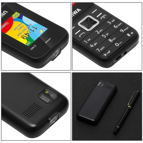 Téléphone mobile UNIWA E1802, 1,77 pouce, batterie de 1800 mAh, SC6531Da, 21 touches, support Bluetooth, FM, MP3, MP4, GSM, Dual Sim (Bleu) SU096L1214-06