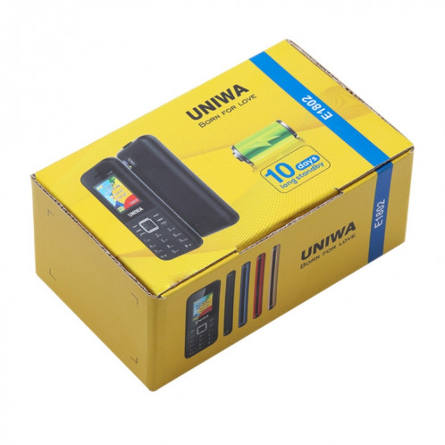 Téléphone mobile UNIWA E1802, 1.77 pouces, batterie de 1800 mAh, SC6531Da, 21 clés, support Bluetooth, FM, MP3, MP4, GSM, Dual Sim (Noir) SU096B1407-06
