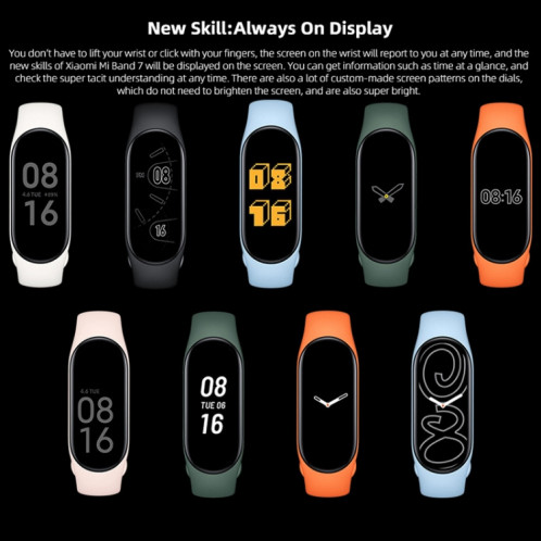 Original Xiaomi Mi Band 7 Smart Watch, écran AMOLED de 1,62 pouce, support de surveillance de l'oxygène sanguin / 120 modes sportifs / durée de vie de la batterie de 15 jours (noir) SX157B1355-011