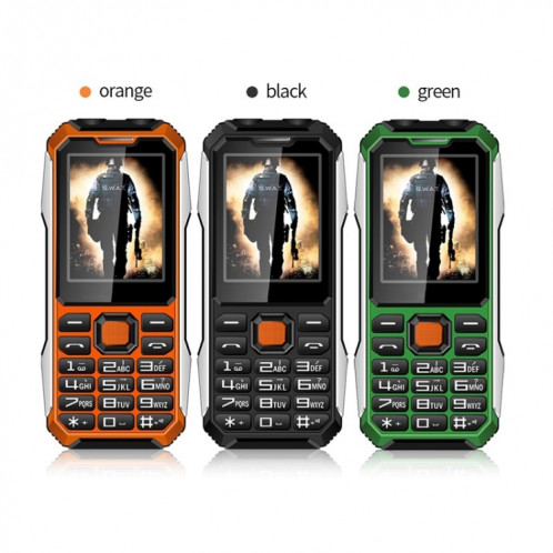 Téléphone aîné A6 Triple Proofing, Étanche étanche à l'épreuve des chocs, batterie de 6800mAh, 2,4 pouces, 21 touches, Bluetooth, lampe de poche LED, FM, SOS, double sim, réseau: 2G (noir) SH160B838-07