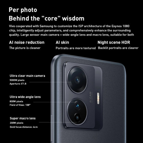 vivo S15e 5G, appareil photo 50MP, 12 Go + 256 Go, Caméras triple arrière, identification d'empreintes digitales Srceen, batterie 4700 mAh, 6,44 pouces Android 11.0 OriginOS Ocean Exynos 1080 Octa Core jusqu'à 2,8 SH169B1640-07