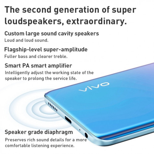 vivo Y55s 5G, appareil photo 50MP, 8 Go + 128 Go, Caméras arrière doubles, identification d'empreintes digitales latérales, batterie 6000 mAh, 6,58 pouces Android 11.0 OriginOS 1.0 Dimensity 700 Octa Core jusqu'à 2,2 SV193B702-07