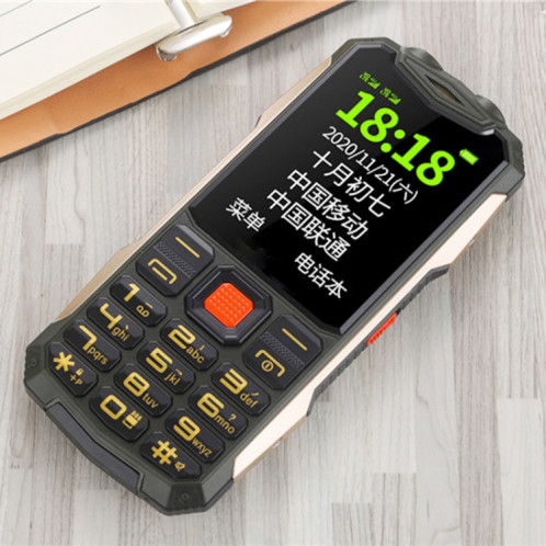 Téléphone aîné K1 Triple Proofing, Étanche étanche à l'épreuve des chocs, batterie de 4800mAh, 2,4 pouces, 21 touches, Bluetooth, lampe de poche LED, FM, SOS, double sim, réseau: 2G (vert) SH207G505-08