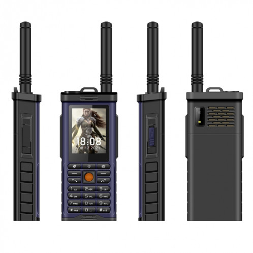 S-G8800 Téléphone pour personnes âgées à triple vérification, Étanche, antichoc, antipoussière, batterie 2400 mAh, 2,2 pouces, 21 touches, lampe de poche LED, FM, Quad SIM, avec antenne (bleu) SH209L1422-09