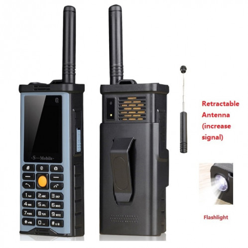 S-G8800 Téléphone pour personnes âgées à triple vérification, Étanche, antichoc, antipoussière, batterie 2400 mAh, 2,2 pouces, 21 touches, lampe de poche LED, FM, Quad SIM, avec antenne (bleu clair) SH09LL762-09