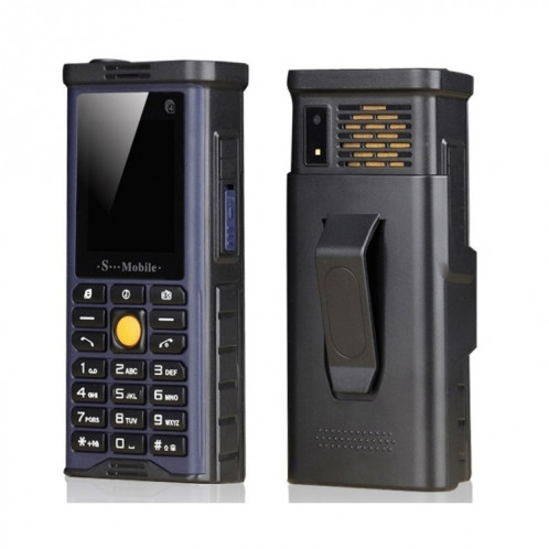 S-G8800 Téléphone pour personnes âgées à triple vérification, Étanche, antichoc, antipoussière, batterie 2400 mAh, 2,2 pouces, 21 touches, lampe de poche LED, FM, Quad SIM, avec antenne (bleu) SH209L1422-09