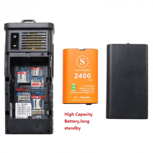 S-G8800 Téléphone pour personnes âgées à triple vérification, Étanche, antichoc, antipoussière, batterie 2400 mAh, 2,2 pouces, 21 touches, lampe de poche LED, FM, Quad SIM, avec antenne (bleu clair) SH09LL762-09
