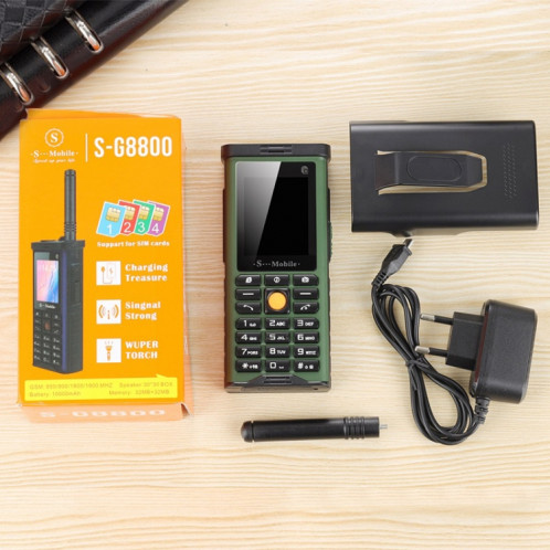 S-G8800 Téléphone pour personnes âgées à triple vérification, Étanche, antichoc, antipoussière, batterie 2400 mAh, 2,2 pouces, 21 touches, lampe de poche LED, FM, Quad SIM, avec antenne (bleu clair) SH09LL762-09