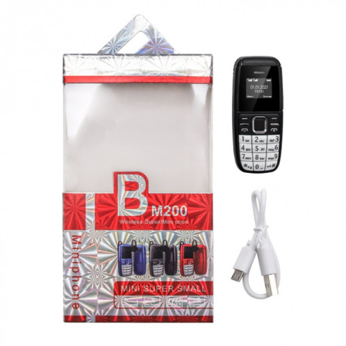 Mini BM200 Mobile Phone, 0,66 pouce, MT6261D, 21 touches, Bluetooth, musique mp3, double sim, réseau: 2G (noir) SH215B1321-07