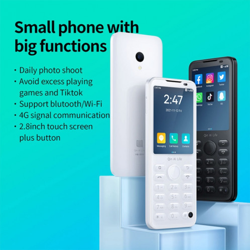 QIN F21 Pro, 4 Go + 64 Go, 2,8 pouces, Android 11 MTK6761 Quad-core jusqu'à 2,0 GHz, 21 touches, réseau : 4G (noir) SH230B197-09
