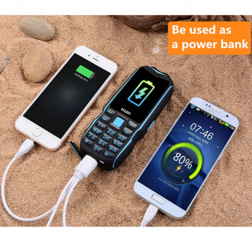 KUH T3 Téléphone robuste, étanche à la poussière, MTK6261DA, batterie 2400mAh, 2,4 pouces, Bluetooth, FM, Dual SIM (Noir) SH241B517-08
