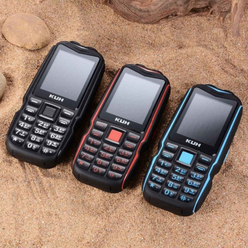 KUH T3 Téléphone robuste, étanche à la poussière, MTK6261DA, batterie 2400mAh, 2,4 pouces, Bluetooth, FM, Dual SIM (Noir) SH241B517-08